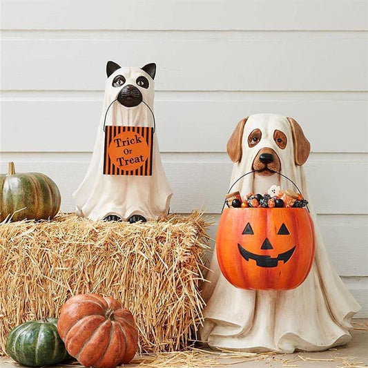 Halloween | Puppy Pumpkin Candy Bowl Ornament — Festive & Spooky Decor Piece