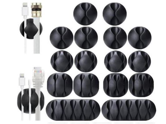 16 Black Cable Clips