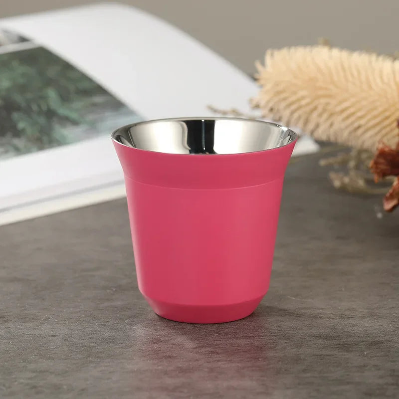 ☕ The Espresso Essential: 80ml Double-Wall Stainless Steel Mini Coffee Cups