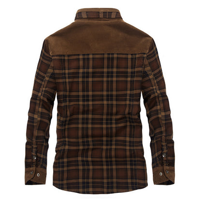 Men’s Winter Fleece Jacket – Thick Cotton Plaid Outdoor Coat