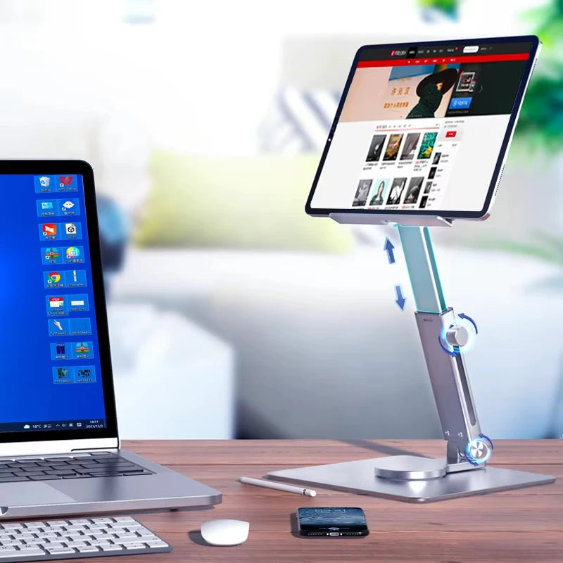 📱 The Command Center: 360° Rotating Aluminum Tablet Stand & Desk Riser
