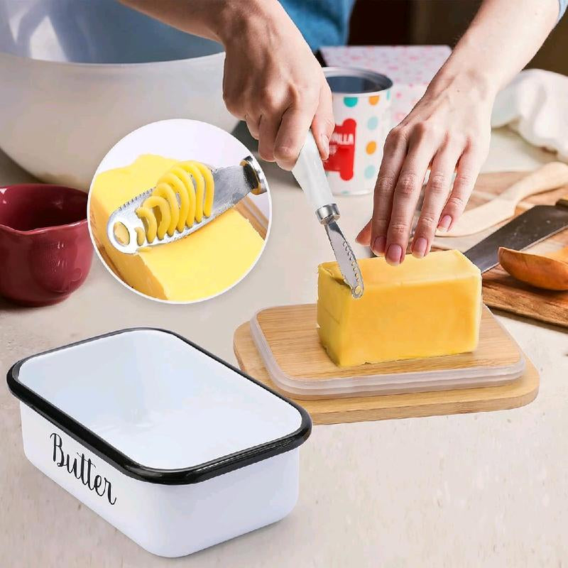 Butter Dish with Lid and Butter Curler Knife