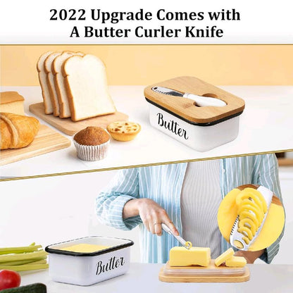 Butter Dish with Lid and Butter Curler Knife