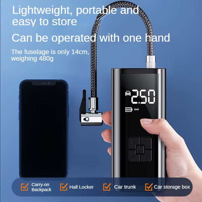 🚗 Power Your Journey: The 150PSI Wireless Portable Car Air Compressor